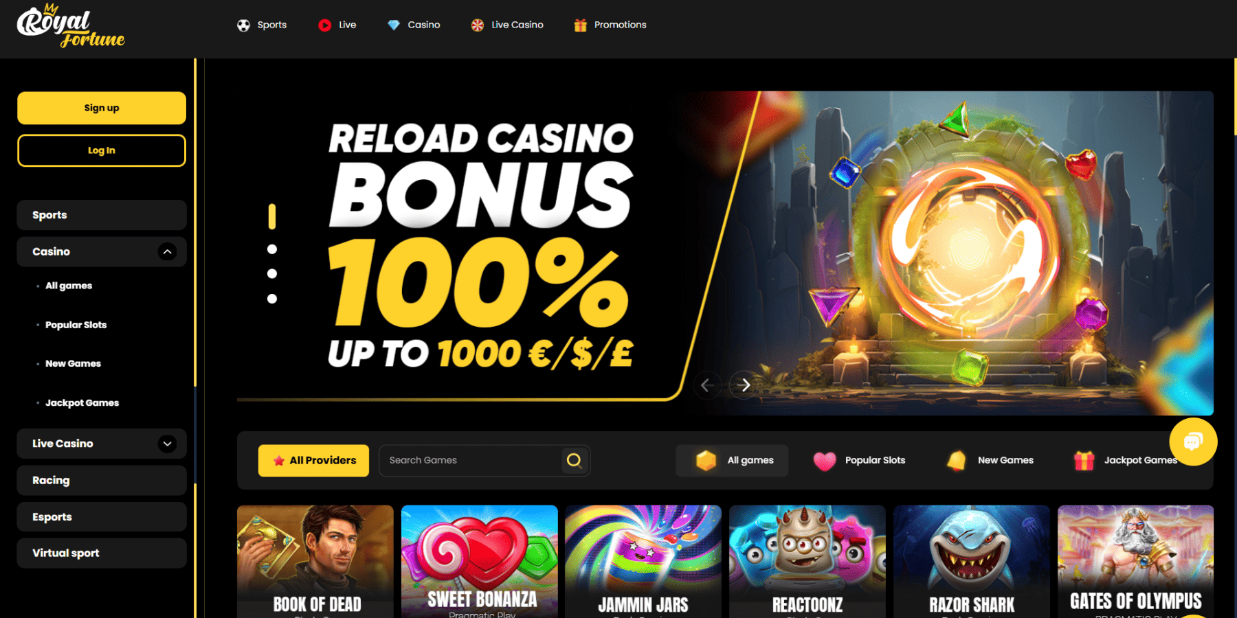Royal Fortune interfaccia